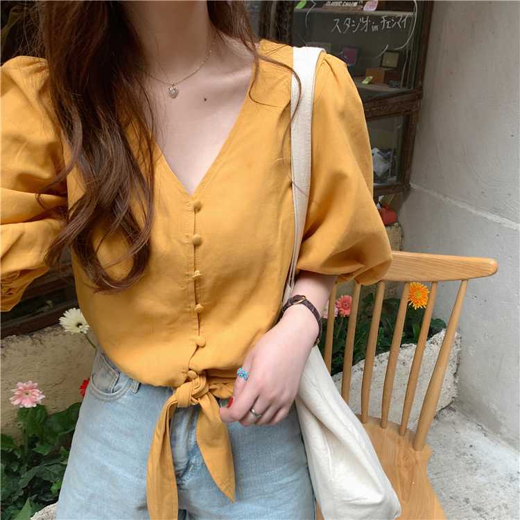 Princess V Neck Buttons Cropped Blouse Puff Sleeve Shirt Women Top Tie Chemise Femme Chemisier Blusa Mujer Camisa, White
Princess V Neck Buttons Cropped Blouse Puff Sleeve Shirt Women Top Tie Chemise Femme Chemisier Blusa Mujer Camisa, White
