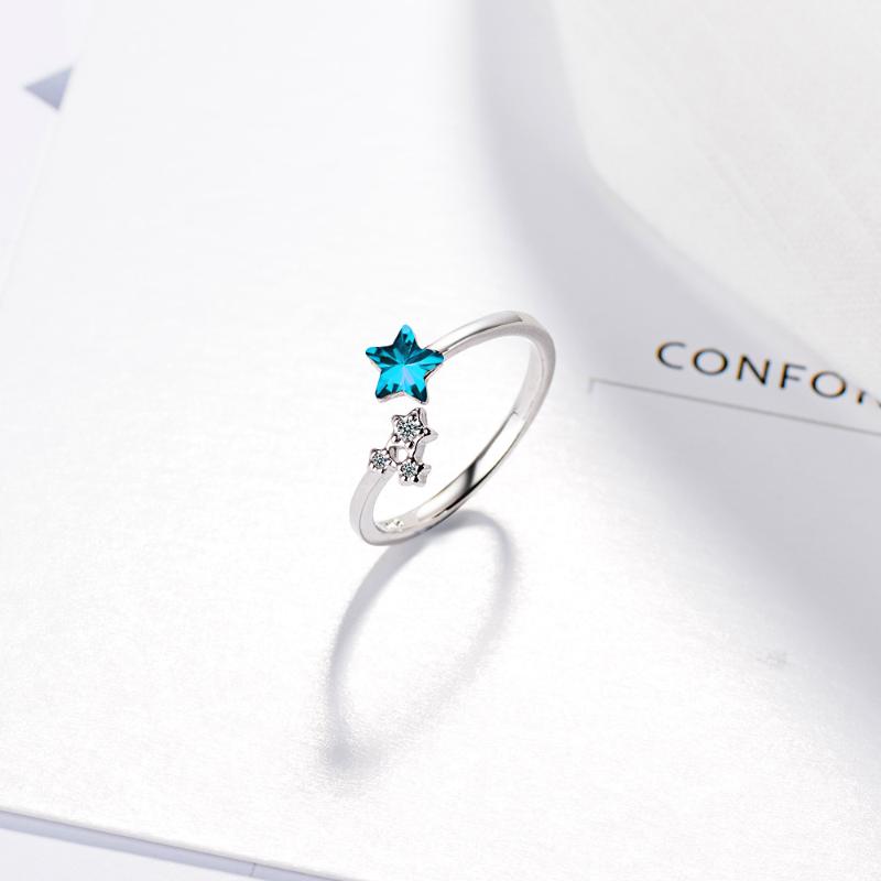 Fashion 925 Sterling Silver Ocean Blue Crystal Little Star with Micro CZ Opening Rings For Women Girl Wedding Jewelry anillos
Fashion 925 Sterling Silver Ocean Blue Crystal Little Star with Micro CZ Opening Rings For Women Girl Wedding Jewelry anillos