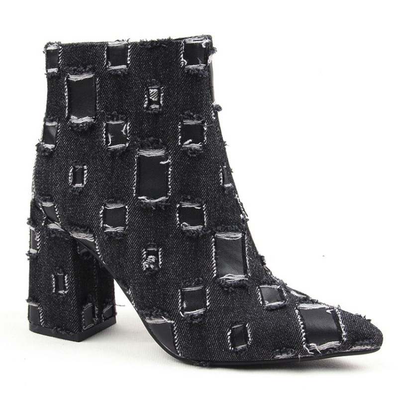 US4-11 Womens Pointed Toe Denim Jeans Ripped Ankle Boots Chunky High Heel Side Zip Shoes Plus Size Black C488
US4-11 Womens Pointed Toe Denim Jeans Ripped Ankle Boots Chunky High Heel Side Zip Shoes Plus Size Black C488