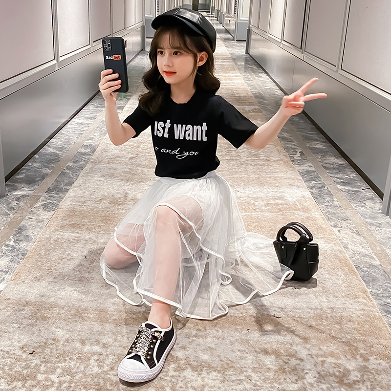 2020 Baby Girl Clothes Set Summer Girls Clothes Korean Version Letter Short Sleeve Lace Skirt Two-piece Outfit Kids, Black
2020 Baby Girl Clothes Set Summer Girls Clothes Korean Version Letter Short Sleeve Lace Skirt Two-piece Outfit Kids, Black