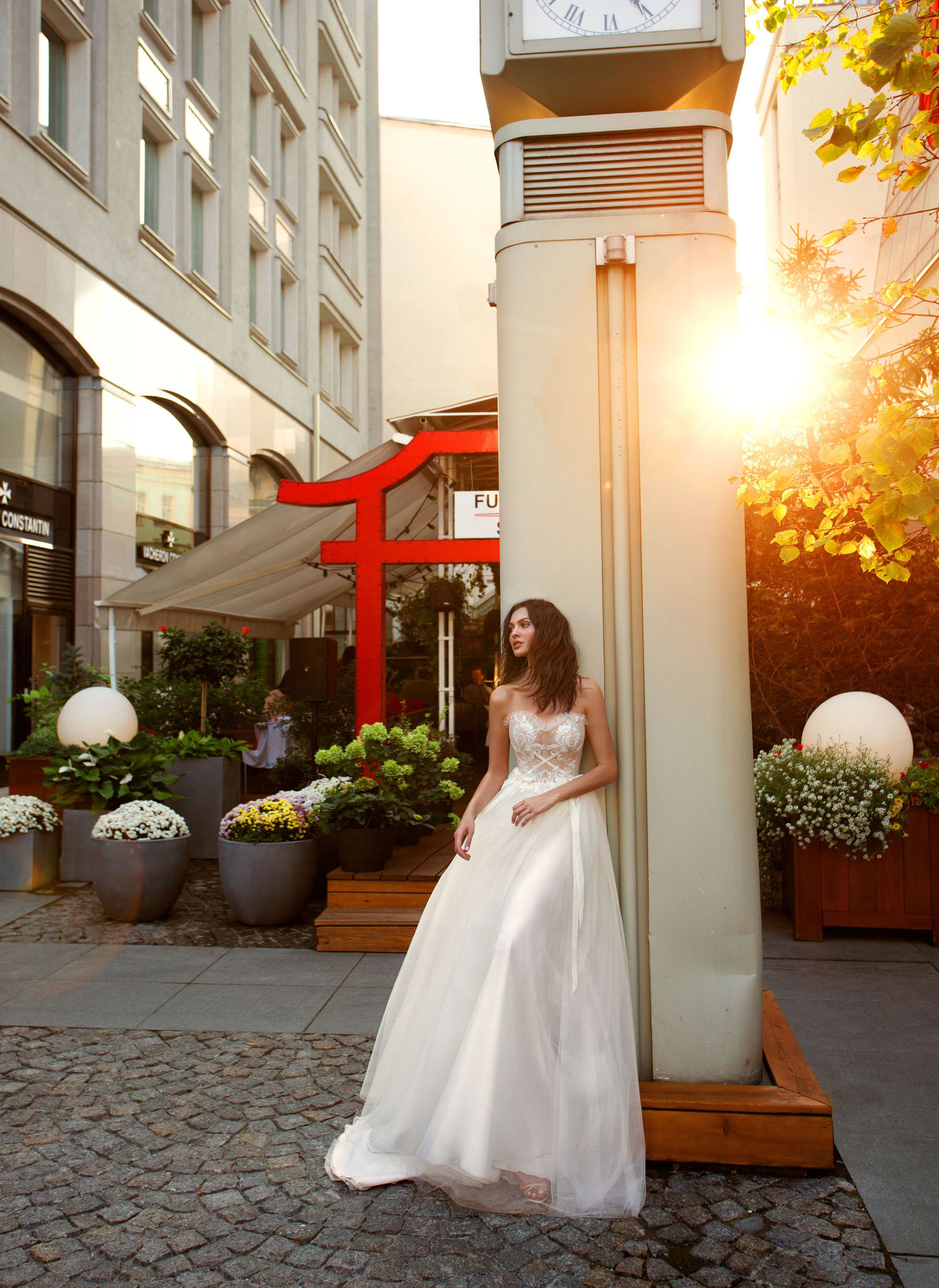2020 Papilio A Line Wedding Dresses Strapless Ribbon Beads Appliques Tulle Wedding Dresses Sweep Train Vestidos De Novia