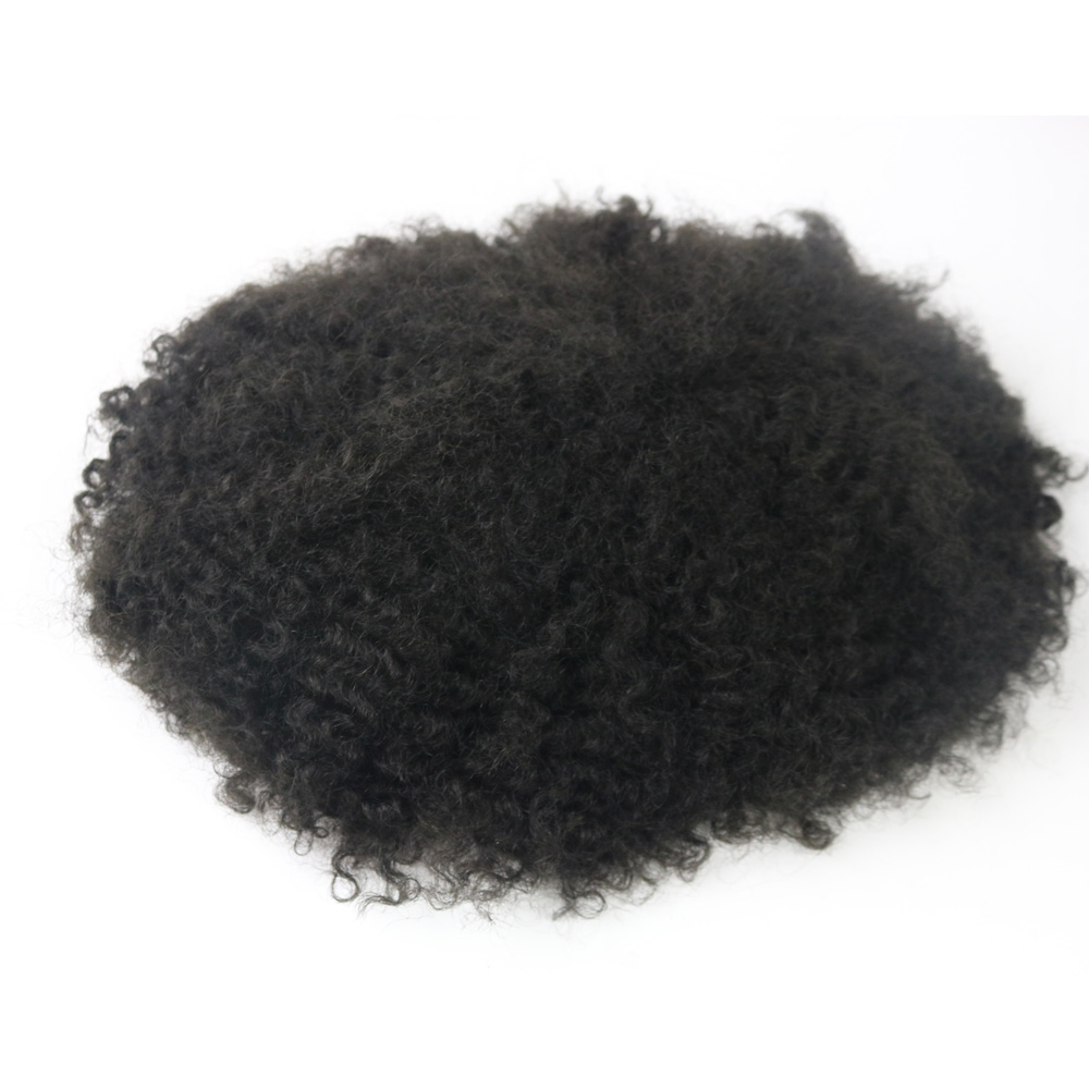 Afro Kinky Curly Toupee for Men Full Swiss Lace Hair Pieces Brazilian Virgin Human Hair Replacement