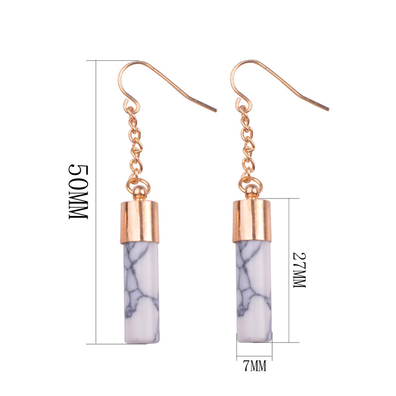 Europe and the United States big brand high-grade Phnom Penh turquoise cylindrical drop earrings Korean temperament simple female earrings e