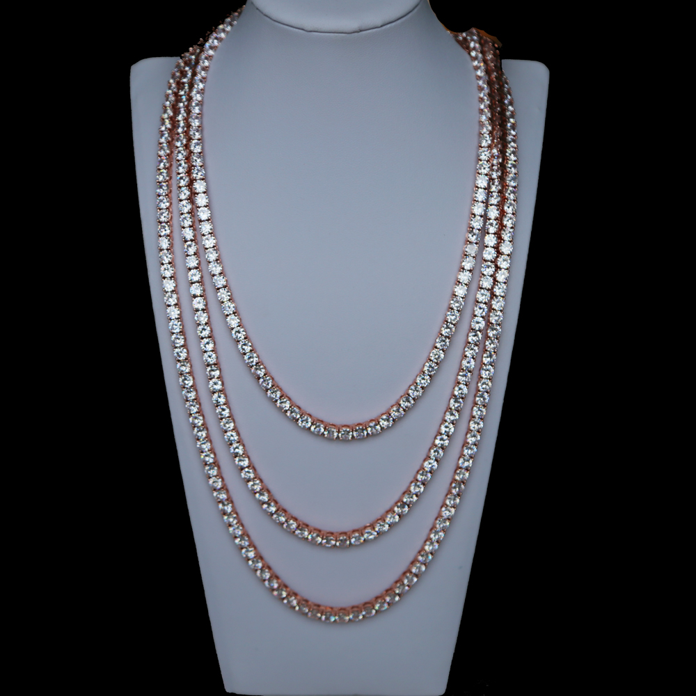 2020 Hip hop tennis chain necklace with cz paved for men jewelry with white gold plated long chain tennis necklace mens jewelry