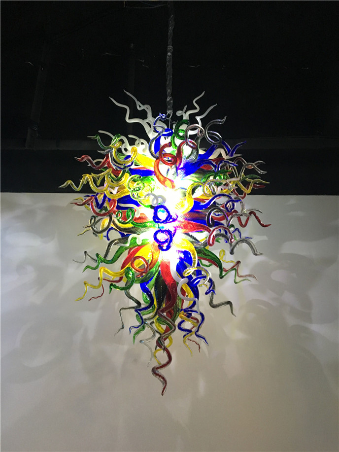 Murano Chandelier LED Glass Pendant Light Tiffany G9 Hand Blown Glass Chandelier Multi Color Art Deco Stained Glass Dining Room Lamps