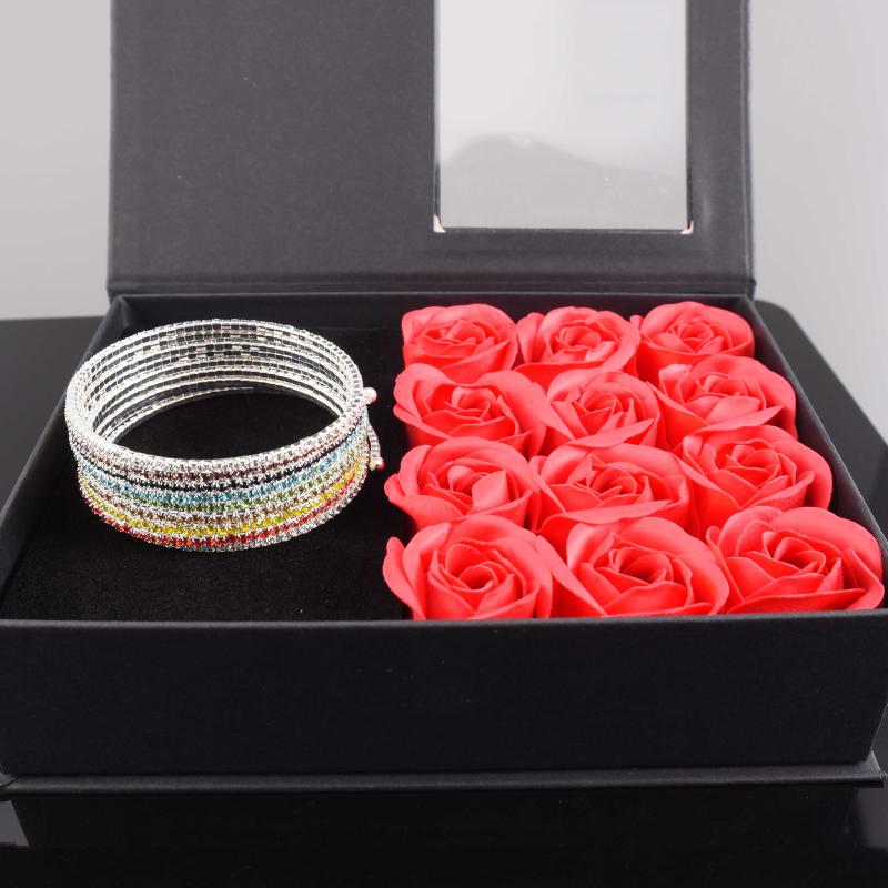 Valentines Rhinestone Bracelet Soap Flower Jewelry Gift Box Bangle for Girl Friend Gift
Valentines Rhinestone Bracelet Soap Flower Jewelry Gift Box Bangle for Girl Friend Gift