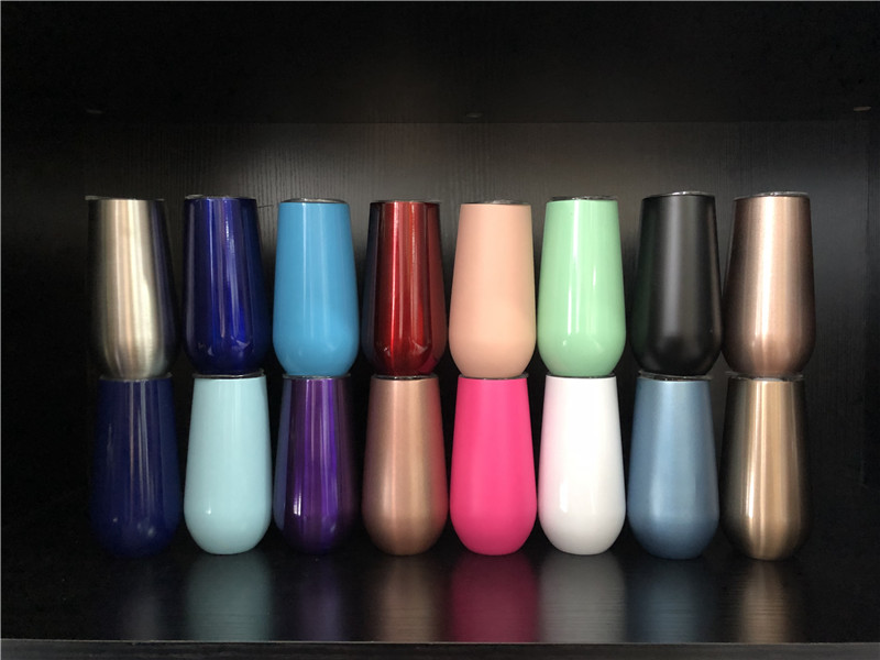 16 Colors Options 6oz Stemless Wine tumbler 16 COLOR Stainless Steel Egg Tumbler Coffee Mug wine cocktail ice cream