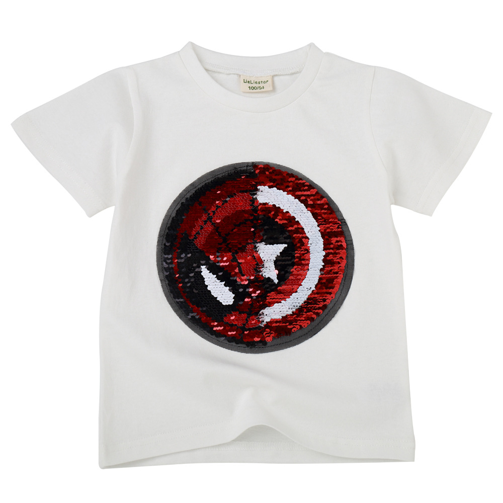 Kids T shirt summer new flip sequins color changing face tremolo baby girl boy cotton short sleeve bottom shirt, Blue
Kids T shirt summer new flip sequins color changing face tremolo baby girl boy cotton short sleeve bottom shirt, Blue