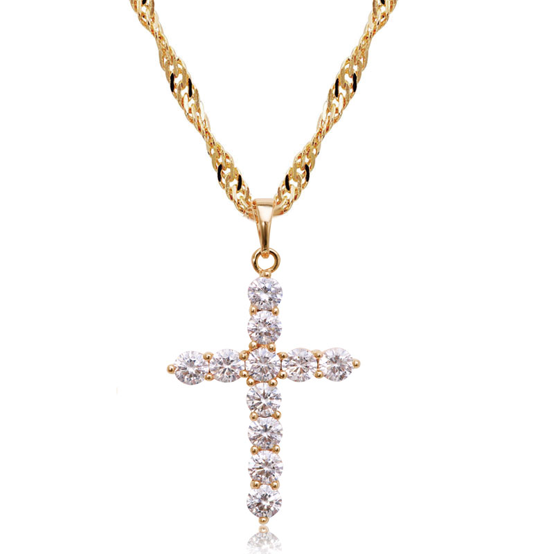 (263P) Full Zircon Cross Pendant Jewelry For Womne Men Gold Plated 18k Zircon Stone with Free 45cm Chain.
(263P) Full Zircon Cross Pendant Jewelry For Womne Men Gold Plated 18k Zircon Stone with Free 45cm Chain.