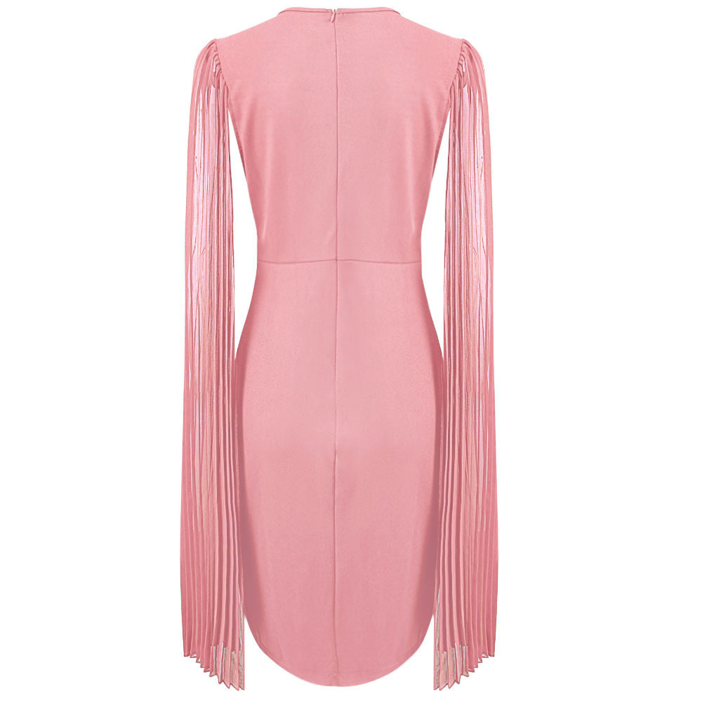 elegant Cape Sleeve Dress women slim solid sexy bodycon dress female 2019 office lady workwear vintage hip package party dresses MX200518