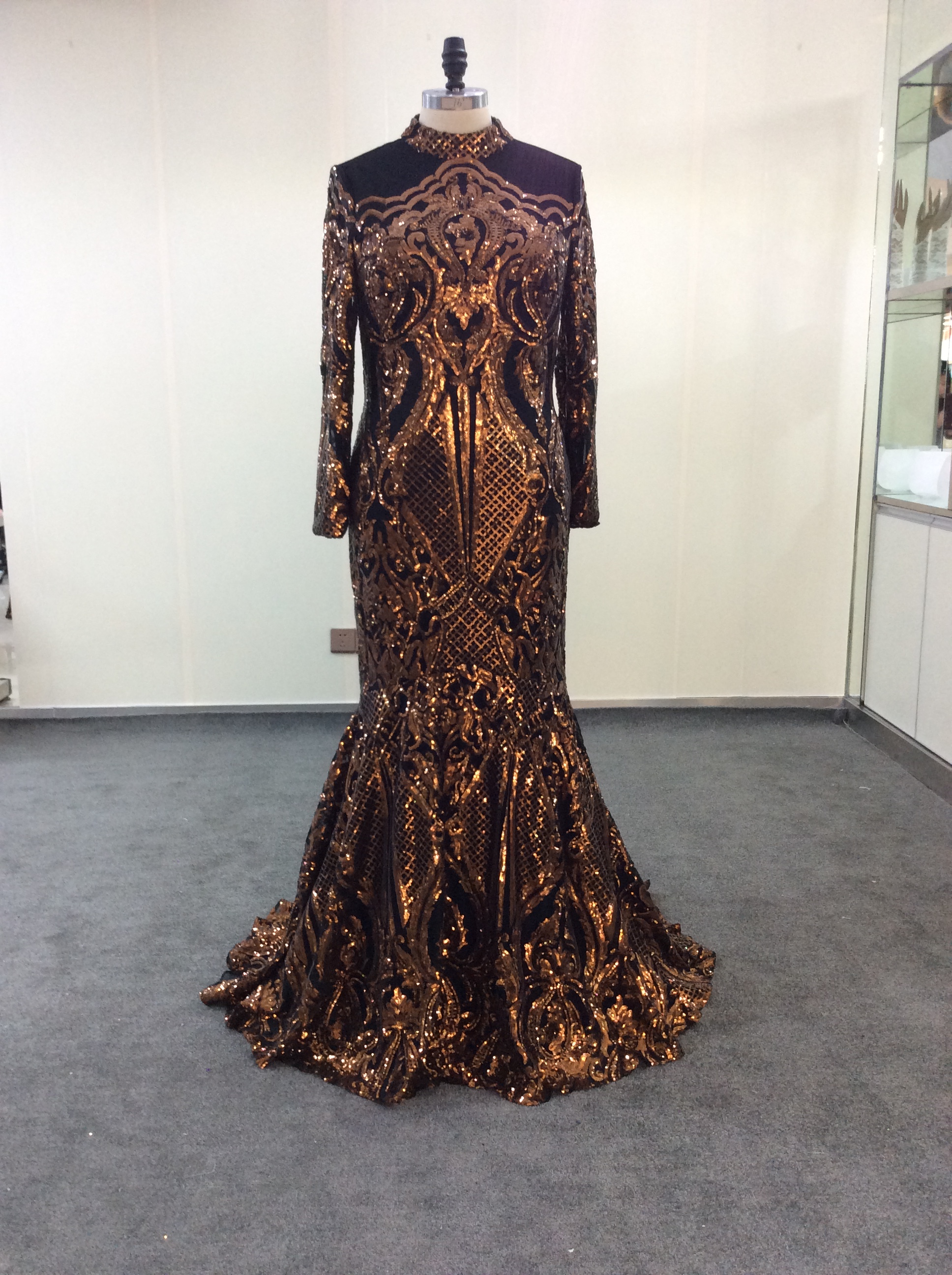 New Arrival Real Photos Long Sleeves Prom Dresses 2019 Mermaid High Neck Holidays Graduation Wear Evening Party Gowns Custom Made Plus Size