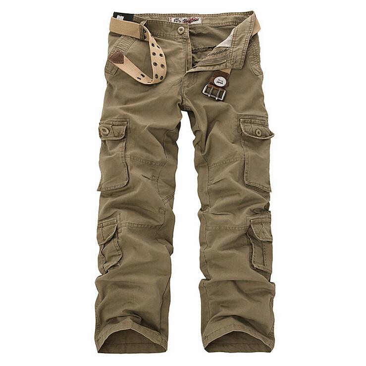 Wholesale-Army Green Men's Cargo Pants Khaki Black Loose Tactical Pant Multi Pockets Cotton Baggy Trousers Men Outer Overalls Man 28-44