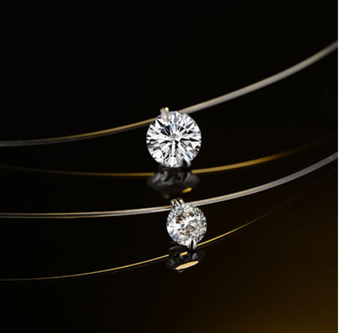 Fashion- Invisible Fish Line Crystal Necklace Pendants Neck Zircon Women Clavicle Chain Lady Feminino Collar