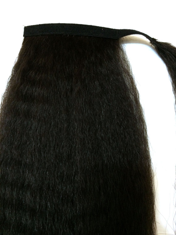Natural blow out coarse yaki kinky straight ponytail hair extension wraps pony tail hairpiece drawstring adjustable ponytail clip in 120g
