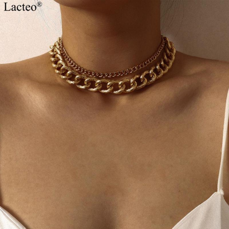 Chokers Lacteo 2Pcs/set Miami Cuban Thick Chunky Chain Choker Necklace Street Punk Gold Color Multi Layer Charm Female Jewelry
Chokers Lacteo 2Pcs/set Miami Cuban Thick Chunky Chain Choker Necklace Street Punk Gold Color Multi Layer Charm Female Jewelry