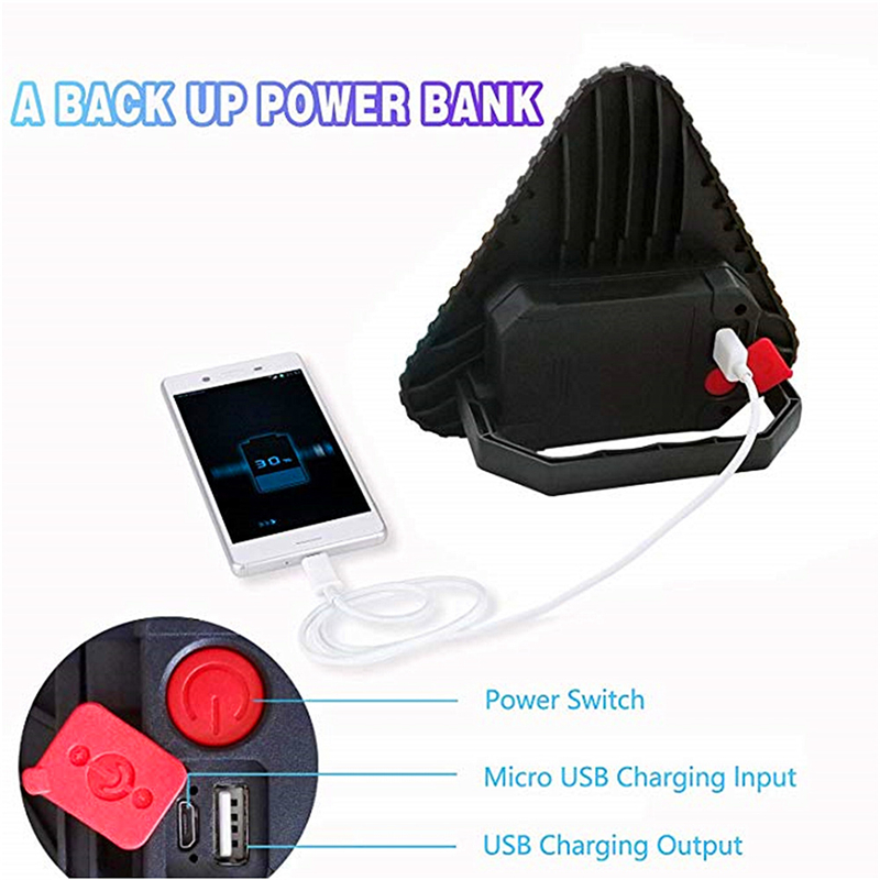 3COB Triangle Emergency Warning Light Multi-Function Portable Outdoor Camping Lamp with Hook Mining Lamp Work and Maintenance Light