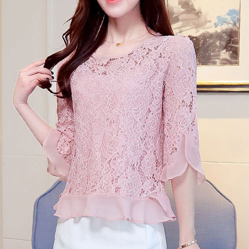 Summer New 2020 Women Chiffon Ruffle sleeve Top Beading Women Blouses Shirt Blusas Female Lace Blouses femininas elegante, Pink
Summer New 2020 Women Chiffon Ruffle sleeve Top Beading Women Blouses Shirt Blusas Female Lace Blouses femininas elegante, Pink
