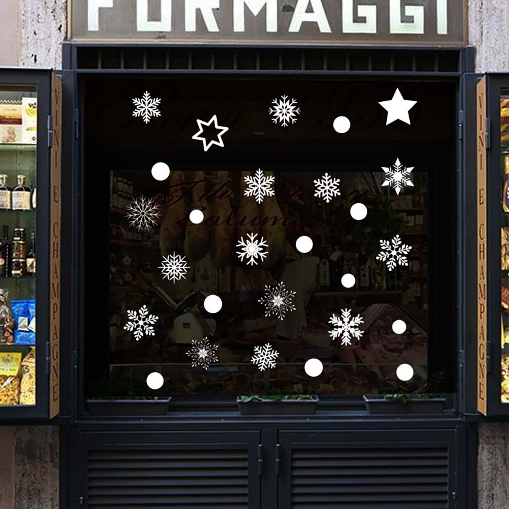 Window Glass Sticker Christmas Xmas Wall Stickers Snowflake Snow Star Decal New Year Merry Christmas Winter Car Home Bedroom Party Wedding
