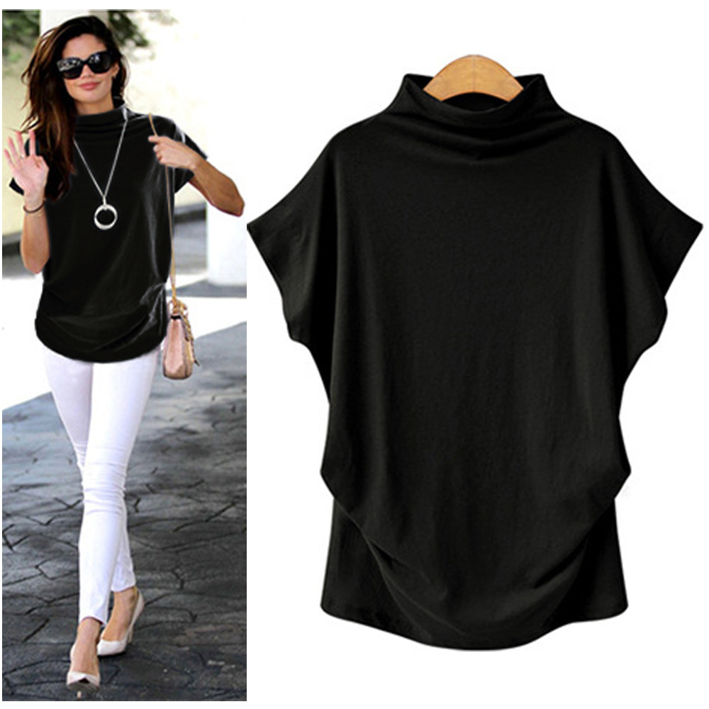 2020 Loose T Shirt Women Summer Batwing Short Sleeve Tops&Tees Fashion Solid Tshirt Casual Round Neck T-shirt Plus Size