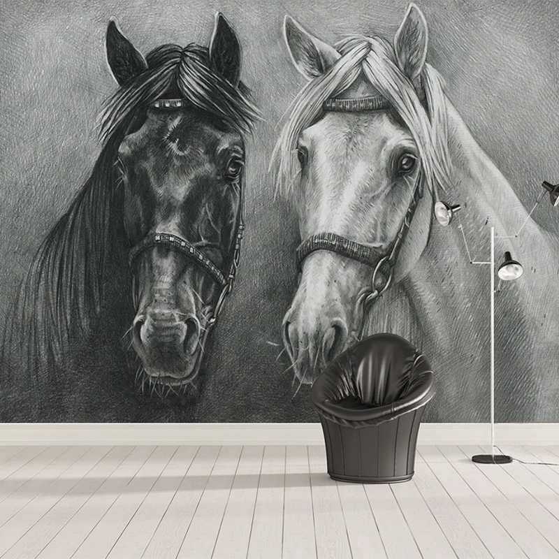 Custom Photo Mural 3D Creative Hand Painted Black and White Horse Bedroom Study Living Room Wall Decoration Painting Wallpaper, As pic
Custom Photo Mural 3D Creative Hand Painted Black and White Horse Bedroom Study Living Room Wall Decoration Painting Wallpaper, As pic