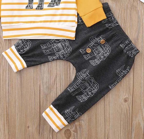 Fashion Kids clothes Baby clothing set 2PCs Long Sleeves Print Stripe Top+Pants Outfit Kids Clothing Sets roupa infantil