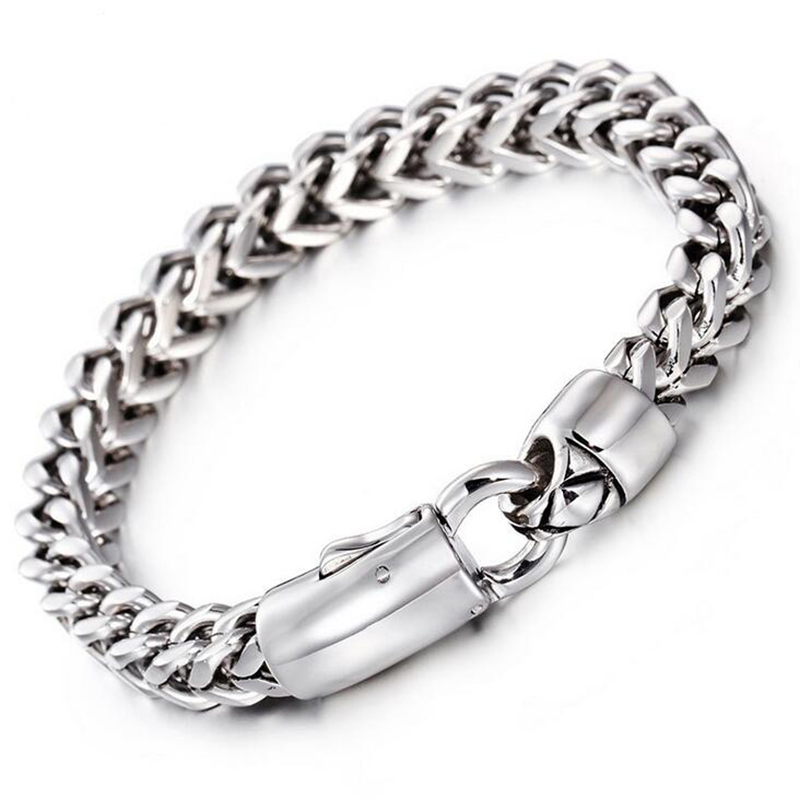 Dubai Gold Color Biker Chain Bracelet Men Women Jewelry Punk Rock Hiphop 8MM Wide Keel Chain Link Stainless Steel Mens Bracelets
Dubai Gold Color Biker Chain Bracelet Men Women Jewelry Punk Rock Hiphop 8MM Wide Keel Chain Link Stainless Steel Mens Bracelets