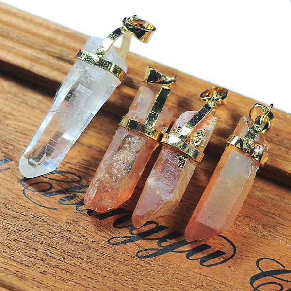 Natural Quartz Crystal Column Pendant Crystal Cluster Necklace Ladies Jewelry Collection Popular Atmosphere Simple