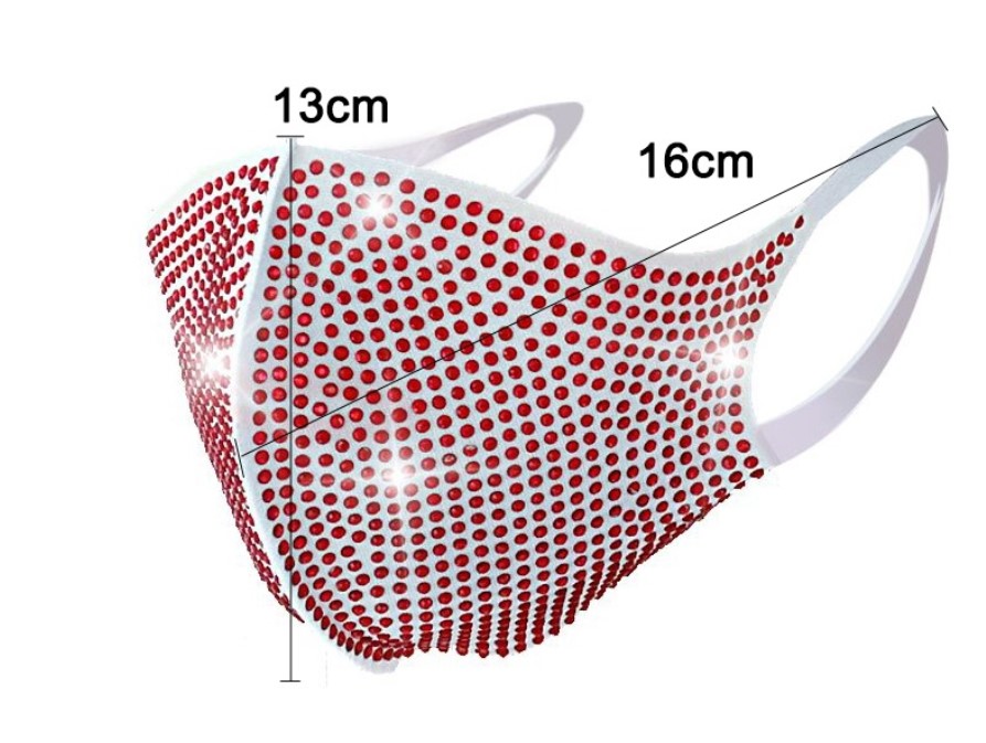 Bling shine rhinestone face mask crystal diamond sparkle reusable cloth face mouth cover teenager adult nightclub party personality wear