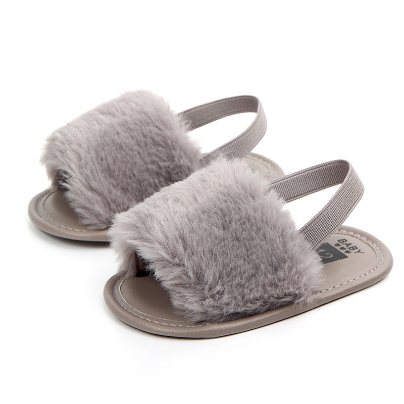 Baby Girl Slipper Sandals Breathable Baby Fur Shoes Simple Elastic Sandals princess Baby Summer Soft hair Shoes