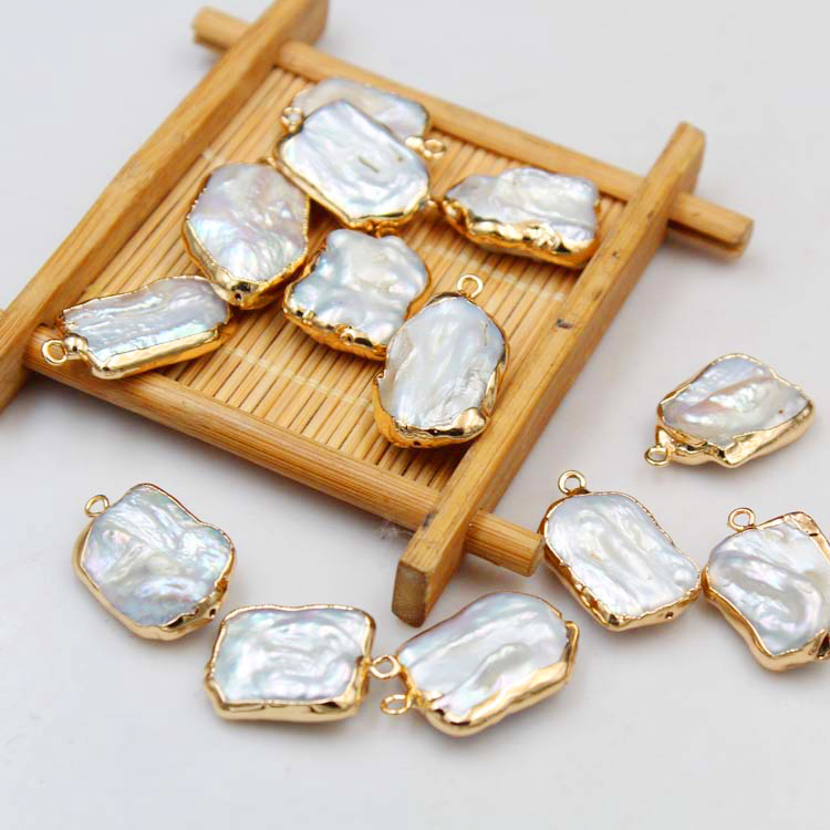 Natural freshwater shaped Baroque pearls edging rectangular drop-shaped single hanging DIY jewelry pearl accessories