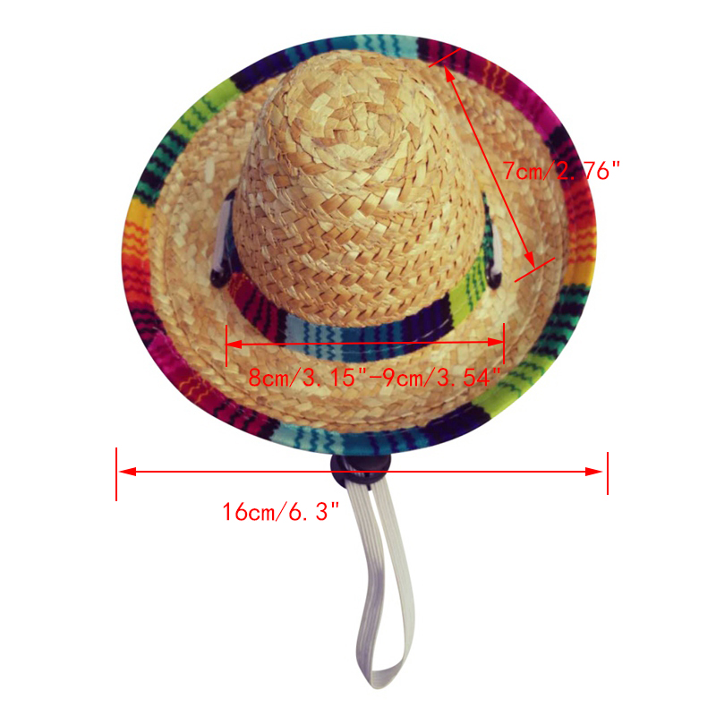 Pet Woven Straw Hat Costume for Dogs Adjustable Sun Hat for Small Dogs and Cats to Act Cute