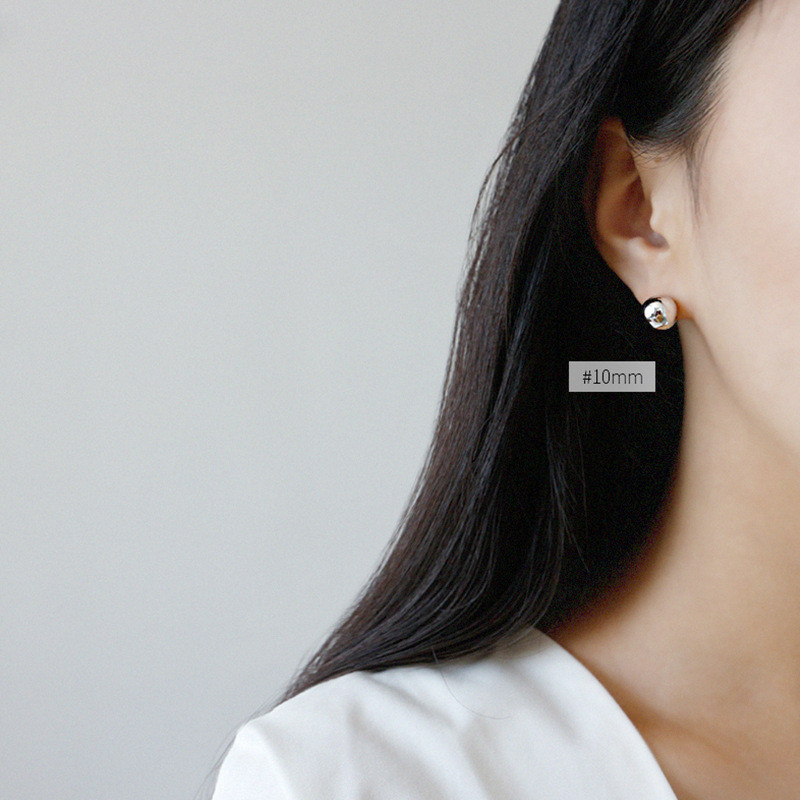 New Simple 925 Sterling Silver Round Ball Stud Earrings For Women Ear Piercing Jewelry Studs Earings Brincos Fine Jewelry