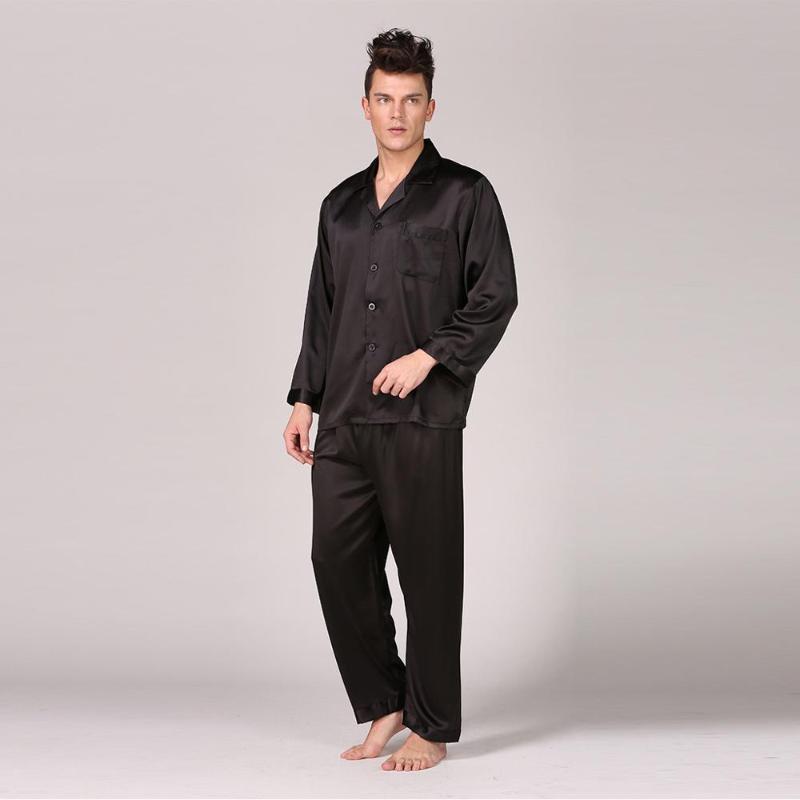 Autumn Mens Stain Silk Pajama Set Pajamas Men Sleepwear Modern Style Silk Nightgown Home Male Satin Soft Cozy For Sleeping 2019, Black
Autumn Mens Stain Silk Pajama Set Pajamas Men Sleepwear Modern Style Silk Nightgown Home Male Satin Soft Cozy For Sleeping 2019, Black