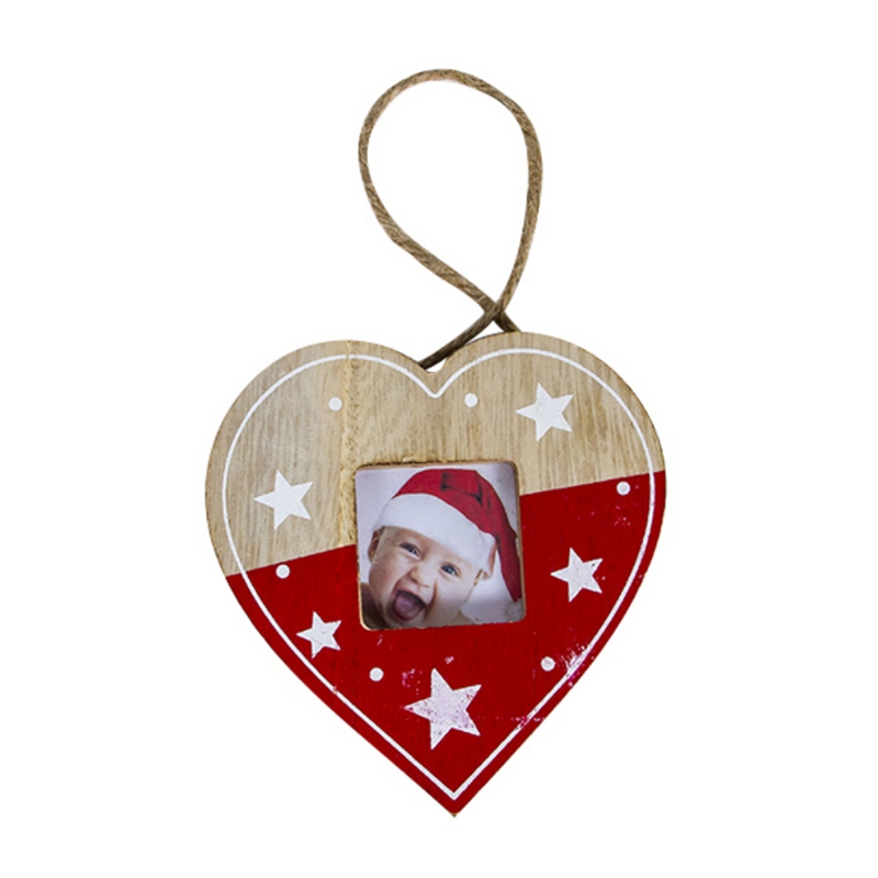 Christmas Tree Decor Hanging Wooden Picture Frame With Rope Creative Christmas Tree Hanging Heart Star Tree Design Ornaments