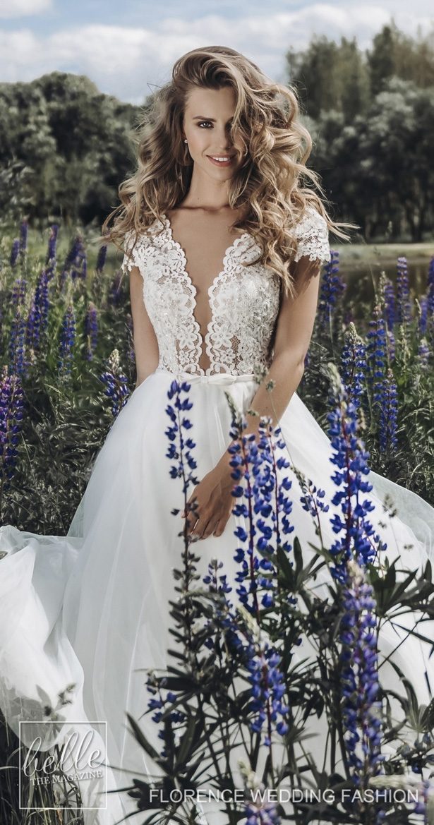 country florence wedding dresses lace applique cap sleeve backless tulle bridal gowns plus size beach robe de marie