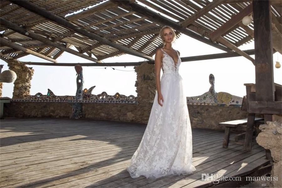 limor rosen bohemian wedding dresses a line v neck beach bridal dress lace boho backless bridal gowns