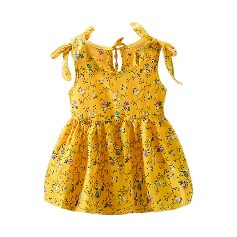 2020 Summer Kids Girl Casual Sleeveless Dress Floral Pattern Strap Dress Cotton Kids Toddler Pageant Sundress Hot