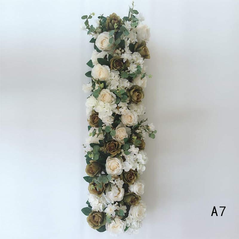 100X25cm Long Artificial arch flower row table Flower Silk Flower with Foam frame runner centerpiece Wedding decorative backdrop