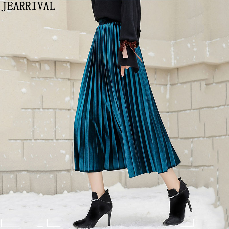 Autumn Winter Women Long Skirt Elastic High Waist Metallic Silver Mixi Skirt Vintage Casual Velvet Pleated Saia Faldas, Black
Autumn Winter Women Long Skirt Elastic High Waist Metallic Silver Mixi Skirt Vintage Casual Velvet Pleated Saia Faldas, Black