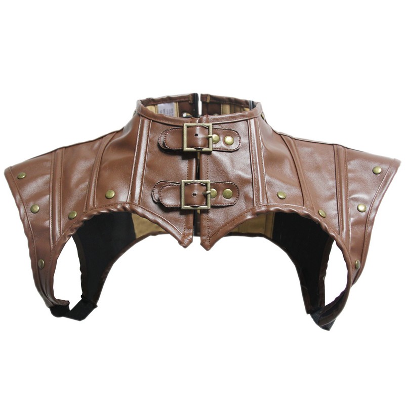 Women Warrior Armor Steampunk Costume Accessories Retro Gothic Style Studded Belted Faux Leather Bucked Shoulder Armor Female Clubwear S-XXL