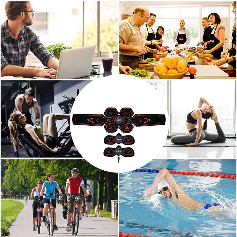 Muscle Stimulator Electric Abdominal Trainer Smart Wireless ABS EMS Arm Leg Belly Fitness Body Slimming USB Charged Massager