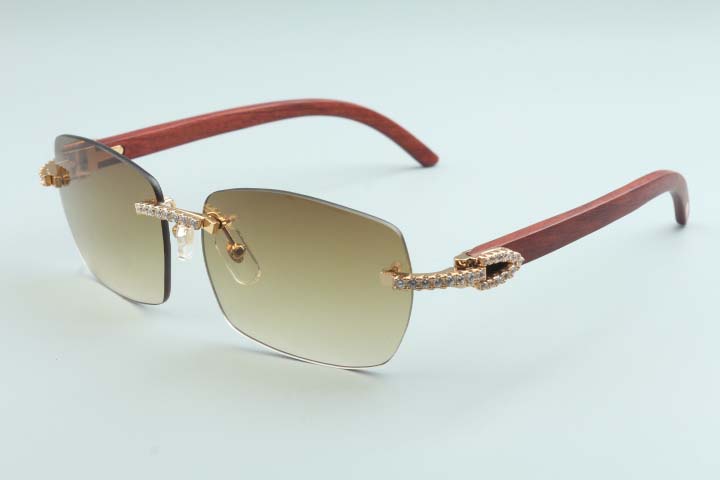 A2-B3524012 big diamond natural wood temple rhombus lens sunglasses fashion men and women boundless sunglasses