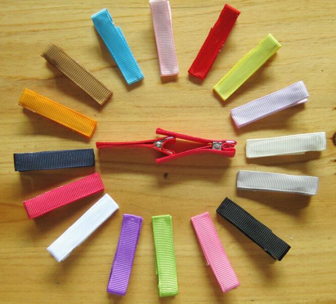 DIY Hair Clips Accessories fully covered Ribbon lined Alligator Clip Single Prong Hairpin for Baby Girl bows flower headwear 60pcs FJ3208