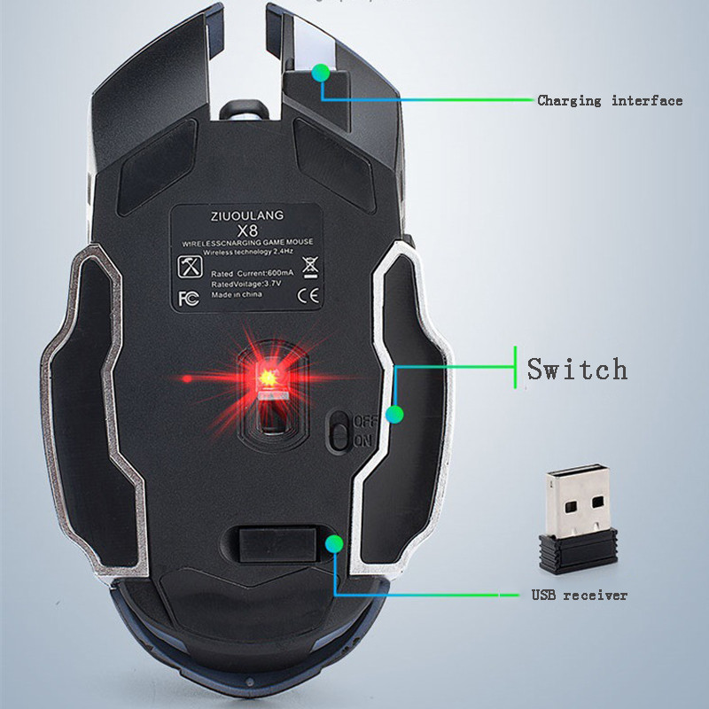 Wireless Mouse 7 Color Glow Gaming Mouse 2.4G Wireless Transmission Frequency 2000dpi Photoelectric Resolution Mice For Laptop Tablet