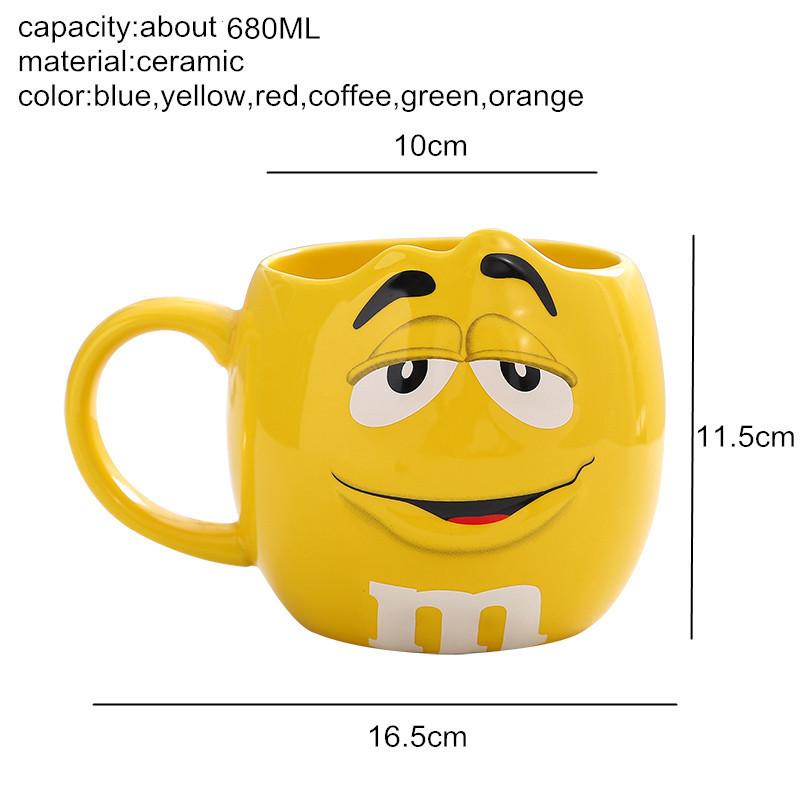 M&m Coffee Mugs Ceramic Tea Cups And Mugs Large Capacity Mark Bean Expression Cartoon Creative Drinkware C19041302