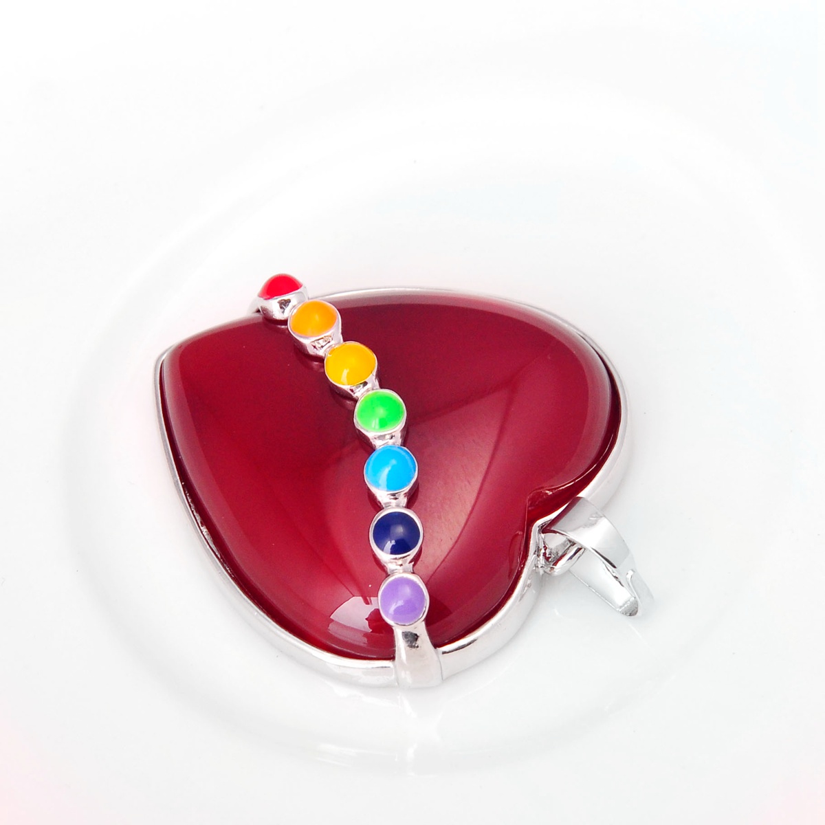 Heart-shaped ring face with 7-color heart-shaped gemstone pendant necklace European and American women popular models