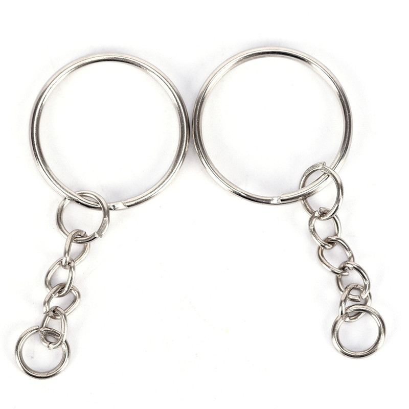 Fashion-Color 25mm Keyring Keychain Split Ring With Short Chain Key Rings Women Men Diy Key Chains Accessories 200pcs