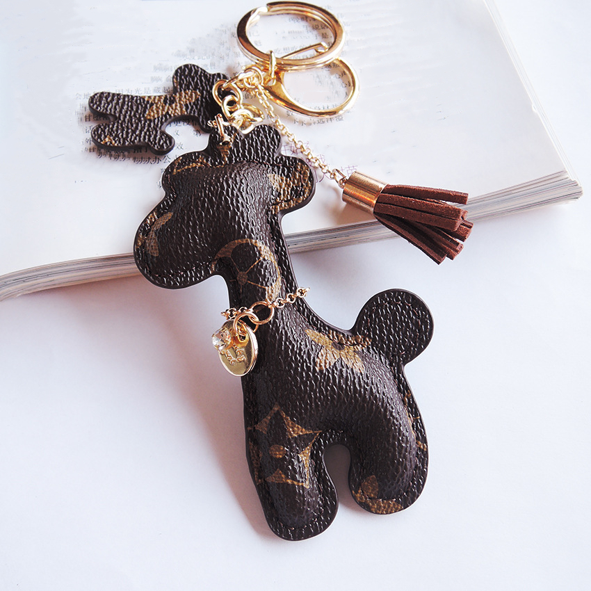 Leather Designer Keyring PU Animal Pendant Bag Charms Keychains Cute Fashion Gift Jewelry Accessories Cartoon Giraffe Key Chains Ring Holder 222