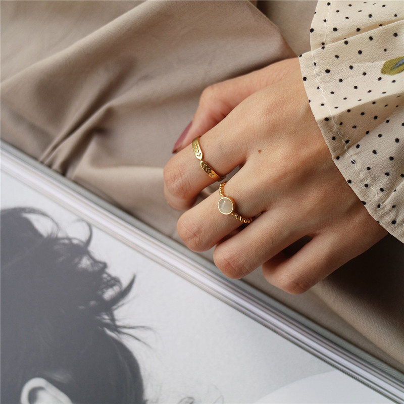 New 18K Gold Color 2 Designs U Choose 100% 925 Sterling Silver Opal And Direction Type Open Rings For Women Fine Jewelry