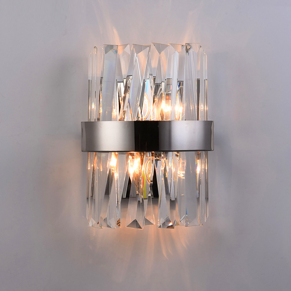 high quality crystal wall lights lamps modern chrome sconce AC110V 220v lustre cristal lamp bedroom